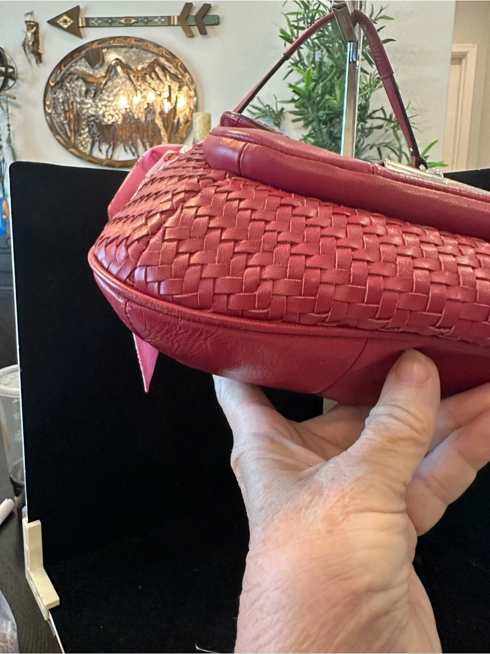 Coach #310 Kristen Woven Leather Shoulder Bag